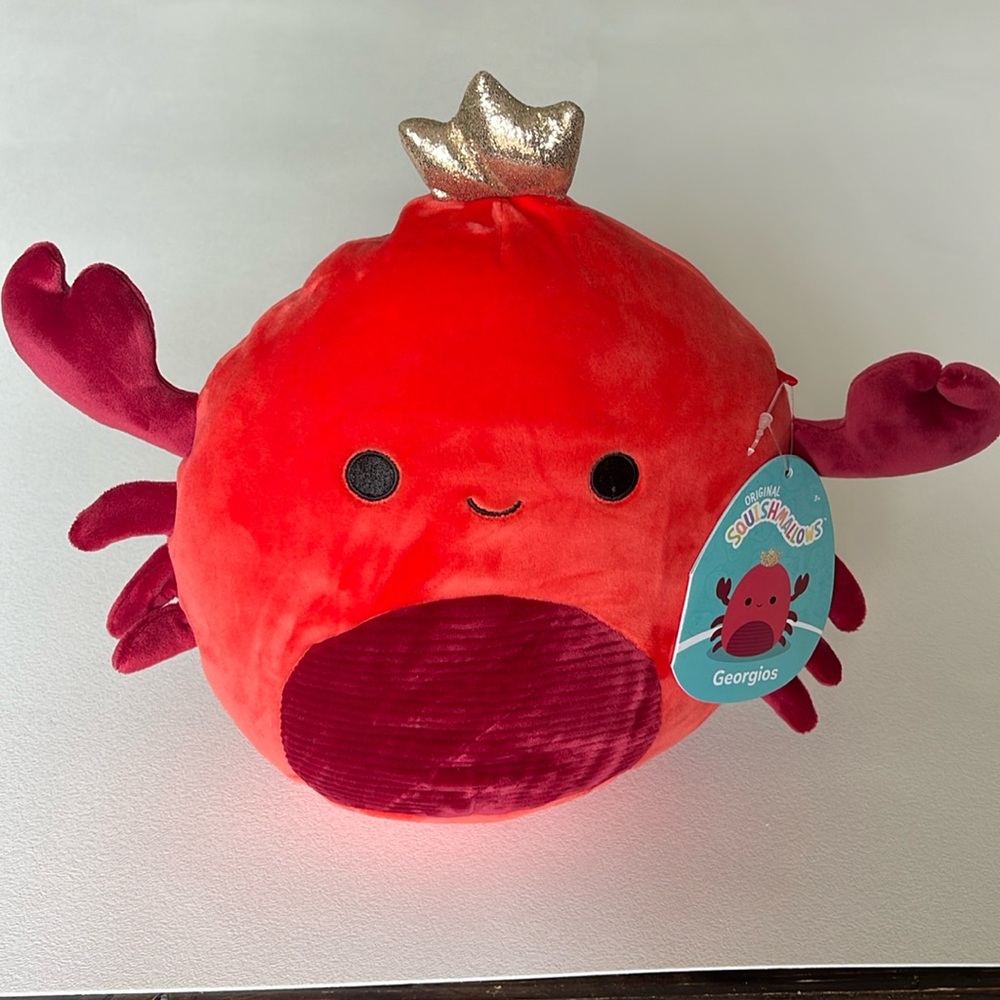 NWT Squishmallows 8" Georgios S8 #1934 The King Crab Red/Burgundy/Gold Plush